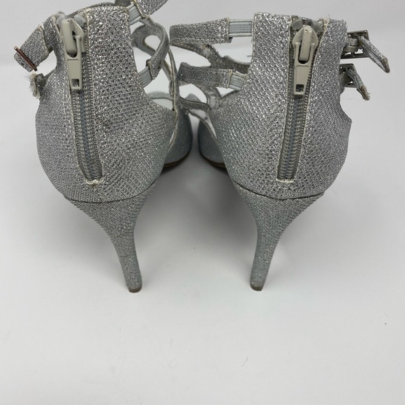 Metallic Silver Strappy Stilletos - Size 9 - Picture 3 of 8